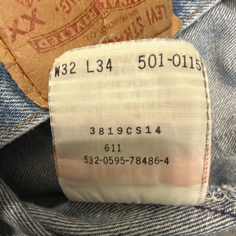 Vintage 90s Levi's 501 Button Fly Jeans 32x34 Made in USA Stonewash Blue